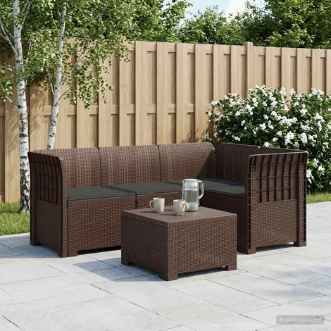 vidaXL Sofá de Jardín para 4 Personas con Cojines Estilo Rattan PP (1/5)