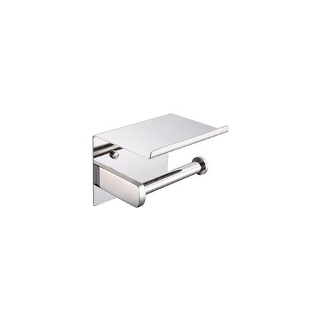 Soporte para papel higiénico HomeHeng, acero inoxidable SUS 201, cromo pulido, soporte moderno para papel higiénico con estante para teléfono, accesorio para baño y cocina. (1/4)