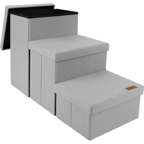 Escalier robuste pour chien avec espace de rangement - Marchepied pour canapé ou lit - Jusqu'à 60 kg - Gris clair - Universel - Dex (1/5)