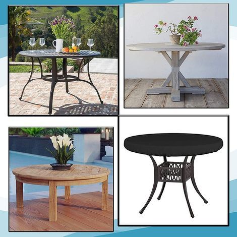 Couvercle et couvercle de table rond complet, anti - UV et résistant aux intempéries couverture de table de patio, couverture de table extérieure pour meubles de patio extérieur et table basse (76 10 (1/2)