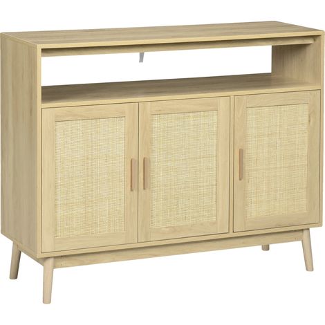 Muebles de salón, estructura de ratán, estilo minimalista moderno, color beige.