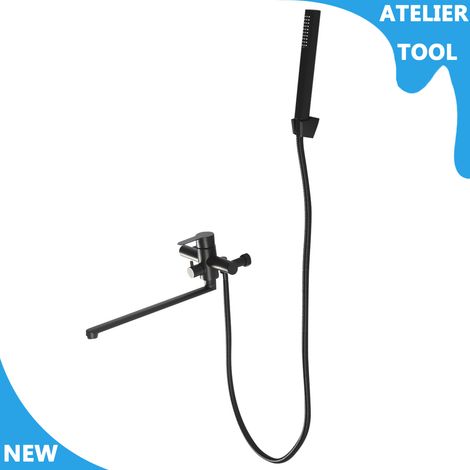 ATELIER Robinet baignoire avec douche à main Batterie baignoire à main unique Robinet douche noir Salle de bains Baignoire (1/5)