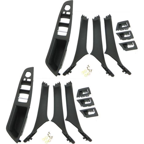Lot de 2 poignées de porte intérieures pour BMW Série 5 F10 F11 520 525 (conduite à droite), noires. (1/5)