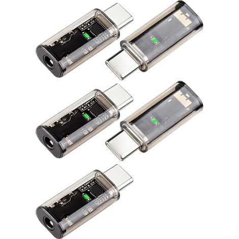 Lot de 5 adaptateurs USB-C vers Jack 3,5 mm pour Casque, Adaptateur USB-C mâle vers Prise 3,5 mm avec Puce DAC, Compatible avec Smartphone, PC, Ordinateur Portable, Mac (Mâle vers Femelle) (1/5)