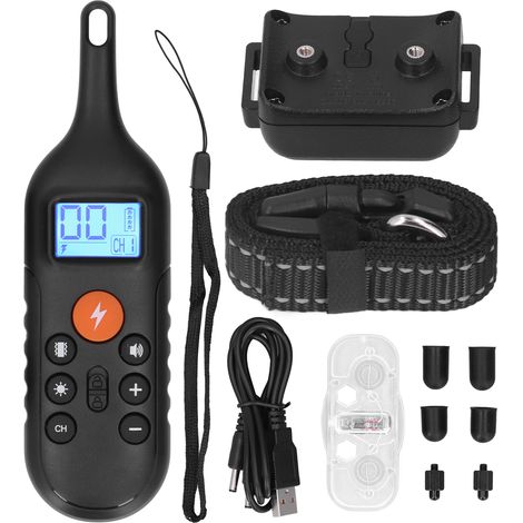 Collier de dressage pour chien avec rappel par vibration, type à broche, télécommande, charge USB, étanche (1/5)