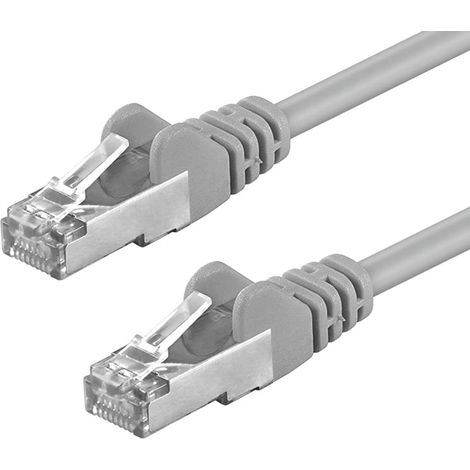 CAT 5e cavo patch, F/UTP, grigio, 0,5 m, conduttore di alluminio placcato di rame (CCA). Lunghezza del Cavo 0.5 m (1/4)