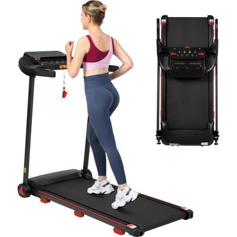 Tapis de course pour la maison, tapis de course pliable avec une inclinaison de 8 %, tapis de course silencieux jusqu'à 14 km/h avec une grande surface de course (1/5)