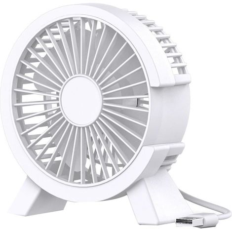 Mini ventilador de escritorio USB silencioso con 4 aspas, motor sin escobillas, compacto, blanco, ideal para dormitorio, oficina, viajes, regalo. (1/4)