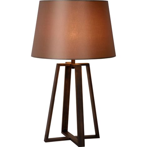 Lampe de table Lucide Coffee E27 60W brune H63cm tissu (1/4)