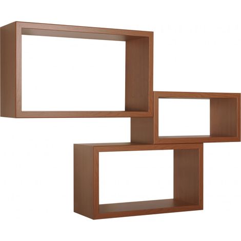 Set di 3 Mensole da Muro, Libreria Sospesa, Libreria Parete, Scaffale Parete, Ciliegio, 45x27 p15,5 cm, 40x22 p15,5 cm e 35x17 p15,5 cm - Trittico (1/3)