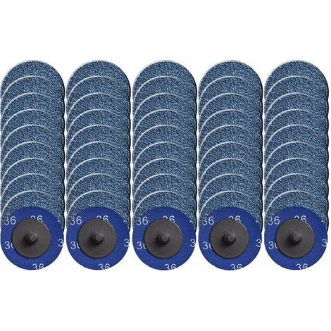 Lot de 50 disques abrasifs à changement rapide de 5,1 cm avec revêtement en oxyde de zirconium pour préparation de surface (grain 36) (1/3)