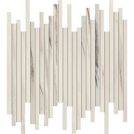 Mosaïque effet Marbre Blanc Aurora Riga 30,5x26x0,6 cm Brillant Magnaro - Mur intérieur (vendu par carton de 0,47 m²) - RO'MA CARRELAGE