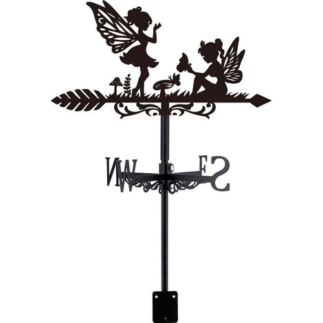 Outdoor Garden Weathervane Metal Fairy Mushroom Meadow Weather Vane Roof Weathervanes Metal Wind Direction Indicators Black Garden Weathervanes (1/5)