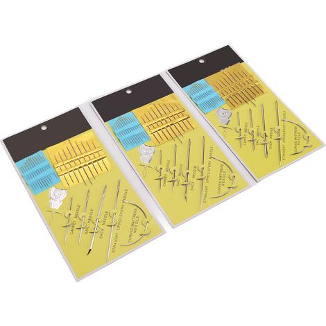 Kit de 3 aiguilles à coudre en cuir, forme en U en acier inoxydable, portable pour travaux manuels et broderie DIY (1/5)