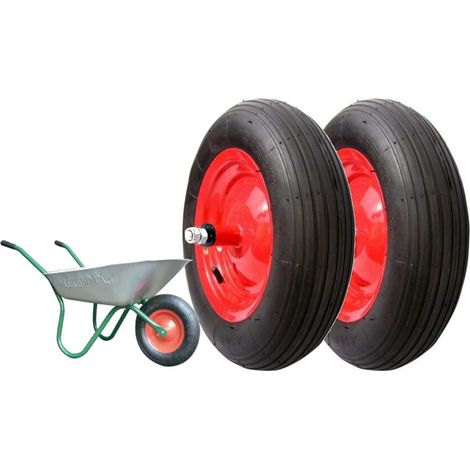 Ruote PNEUMATICHE Complete 3.50-8 (4pr) RICAMBI per CARRIOLA Modello Vespa ASSE Lungo 155mm Gomma Union (1/2)
