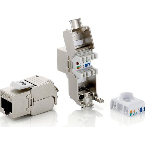 Kit 8 pz rj45 sftp connettore femmina cat6a keystone tool free (1/2)