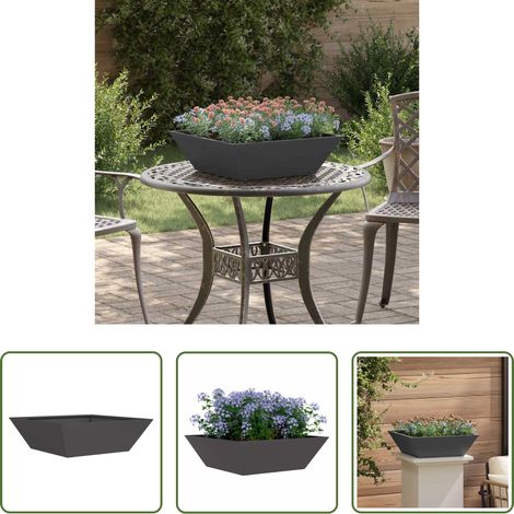 Metallpflanzer - Garten-Pflanzgefäß Schwarz 50 x 50 x 15 cm Kaltgewalzter Stahl (1/5)