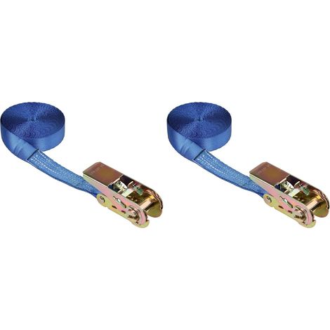 Correa de amarre con trinquete, de una pieza, azul, 25 mm/5 m, capacidad de amarre de 800 kg, azul (paquete de 2)