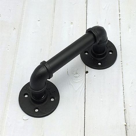 Rambarde en tuyau de fer noir style industriel rétro pour escaliers, murs, loft, couloir (1/3)