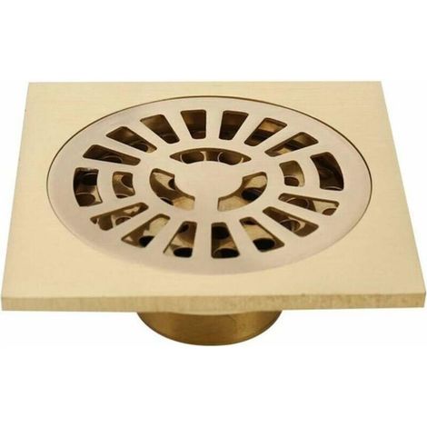 Siphon de sol de douche en laiton carré de 10,2 cm avec couvercle amovible, égouttoir à cheveux pour cuisine, toilettes sunflower (1/2)