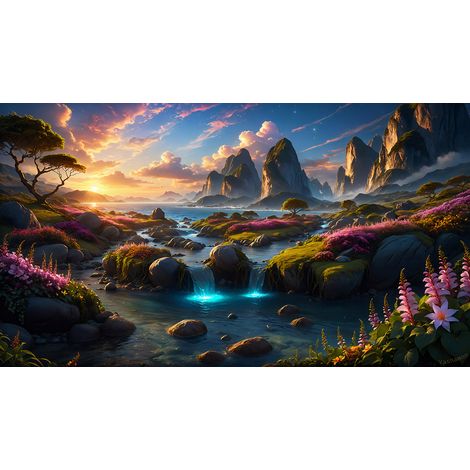 Papier peint panoramique - Montagnes - 130 cm x 73 cm (1/2)