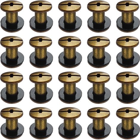 20 Kits Vis Chicago Screws,M58mm Vis de Livre,Rivet a Visser de remplacement en métal pour sacs, livres, colliers, sacs à dos, laisses de chien, laisses (Bronze) (1/5)