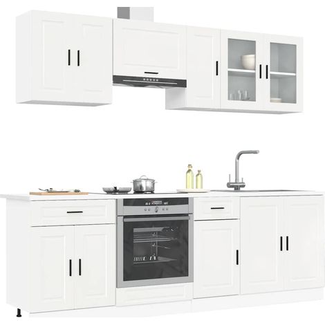 Ensemble d'armoires de cuisine 8 pcs Kalmar blanc brillant (1/5)
