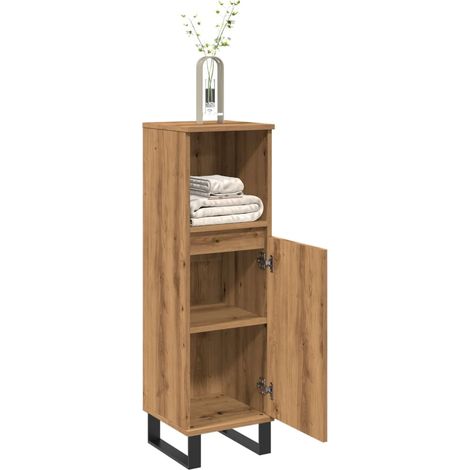 Armario de baño madera de ingeniería roble artisan 30x30x100 cm vidaXL (1/5)