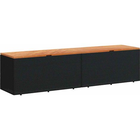 Maison Exclusive - Caja de almacenaje jardín madera acacia ratán negro 220x50x54cm (1/5)