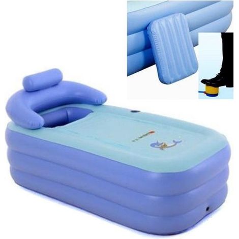 Baignoire Gonflable Pliante en PVC - Détachable - Adulte - Bleu (1/4)