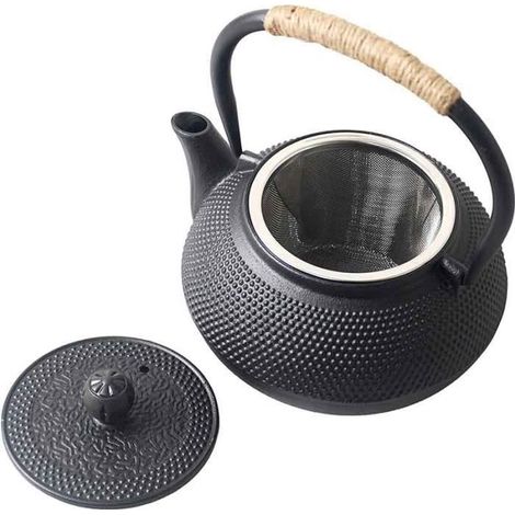Théière en Fonte - FOLAYA - 800ml - Acier Inoxydable - Infuseur - Résistante à la Chaleur (1/4)
