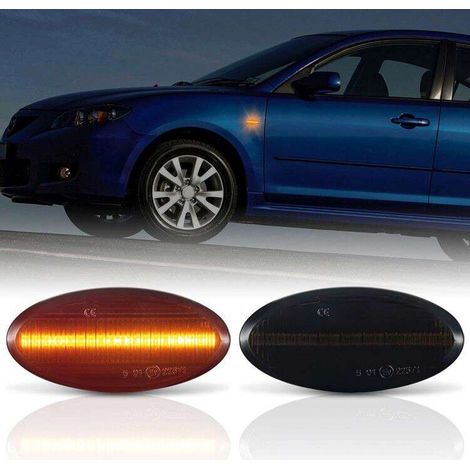 KIT 2 INDICATORI DI DIREZIONE LATERALI A LED COMPATIBILE CON Mazda 2  3  5  6  MPV II  BT-50  , VETRO FUME (1/5)
