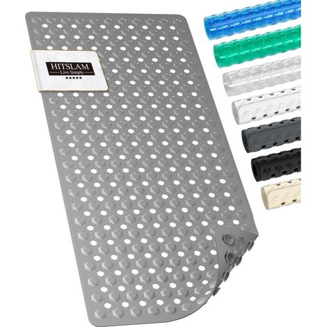 Badewannenmatte rutschfest 89x40cm, BPA-frei, schimmelresistent, maschinenwaschbar, Grau (1/5)