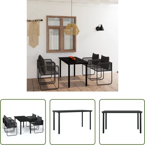 Table de jardin - Ensemble à manger de jardin 5 pcs Noir (1/5)