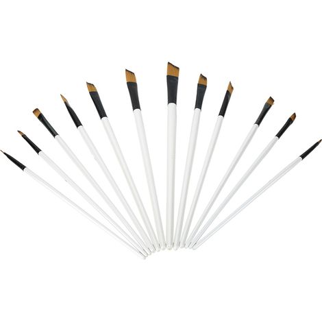 Ensemble de 12 pinceaux à peinture, manche blanc nacré, outil de dessin aquarelle en propène (pointe biseautée)