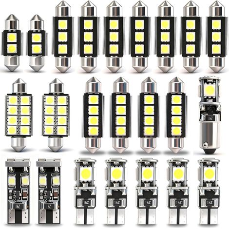 Kit de 23 bombillas LED para coche sin errores – Blanco xenón 6000K T10 W5W y C5W 31/36/42mm, iluminación interior del coche, luz de techo, maletero, luz de matrícula, compatible con VW, Ford, Honda (1/5)