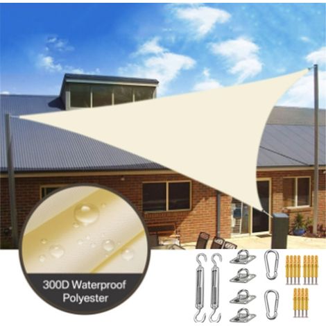 Voile d'ombrage triangulaire imperméable, tonnelle de jardin 3x4x5 m, pare-soleil anti-UV avec kit de fixation, auvent léger pour terrasse (1/5)