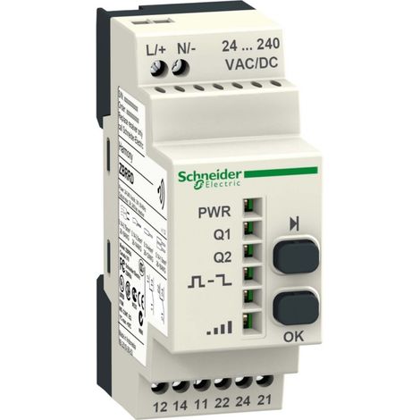 SCHNEIDER AC/DC Programmierbares Relais - 2 Ausgangsrelais, 10A, 250V, 16A, 30V.