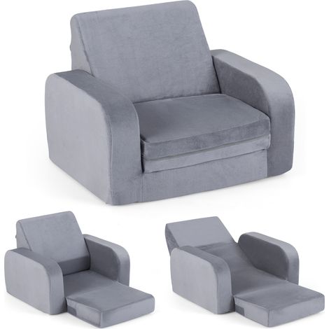 Canapé Pliant pour Tout-Petits, Canapé-Lit Convertible 3-en-1 Enfants avec Velours Cristal Ultra-Doux & Élastique, Housse Amovible et Lavable en