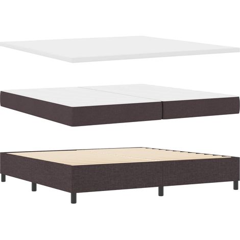 vidaXL Lit à ressorts avec matelas Marron foncé 200 x 200 cm tissu (1/5)