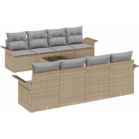 Maison Exclusive - Gartensofa-set mit Kissen 9 pcs Beige und Grau