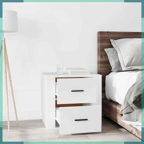 Table de chevet - 816704 - Blanc - Bois d'ingénierie - 50 x 39 x 47 cm (1/5)