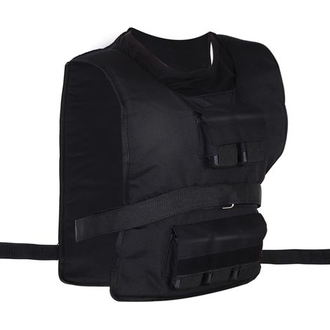Gilet d'entraînement lesté de 30 kg pour musculation, ajustable, en Oxford et métal, noir, 36 x 52 cm