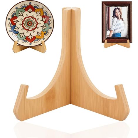 Support Assiette en Bois, 16 × 17,5 cm Support D'assiette Decorative Porte Assiette Decorative, Ornements Amovibles en Bois Support, Porte Assiette, pour Présentation D'assiettes, Livre, Cadres (1/5)