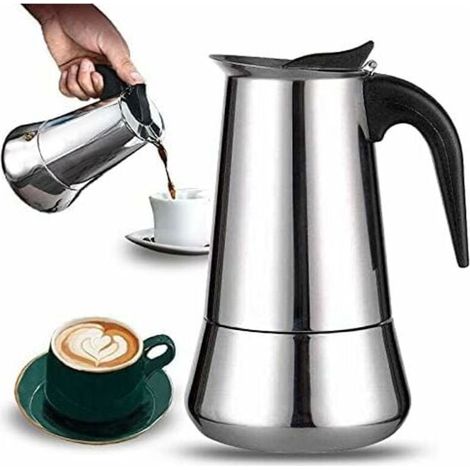 12-cup stainless steel Italian coffee maker, compatible with all heat types. (1/5)