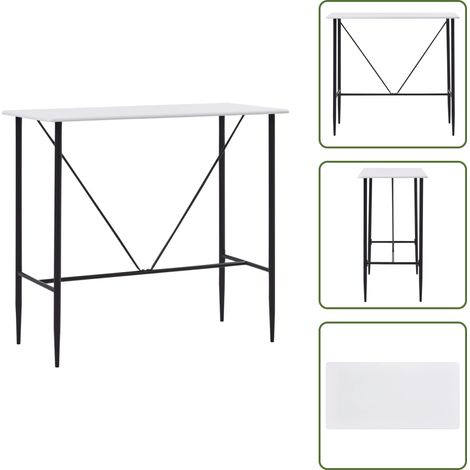 Bartisch Weiß 120 x 60 x 110 cm MDF - Esstisch - Bartisch - Stehtisch - Weißer Tisch - Kücheninsel (1/5)