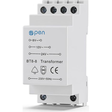 Transformateur pour Rail DIN, Transformateur 230V, 8V/12V/24V Sortie pour Sonnette/Sonnette Filaire/Sonnette Intelligente (1/5)