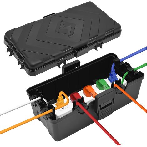 Petit Boite Etanche Electrique Exterieur, (26x12,5x9,5cm) Boitier Etanche IP54 Coffret Electrique Résistant aux Lntempéries Pour Multiprise Extérieure, Rallonges, Fiches Coudées (1/5)