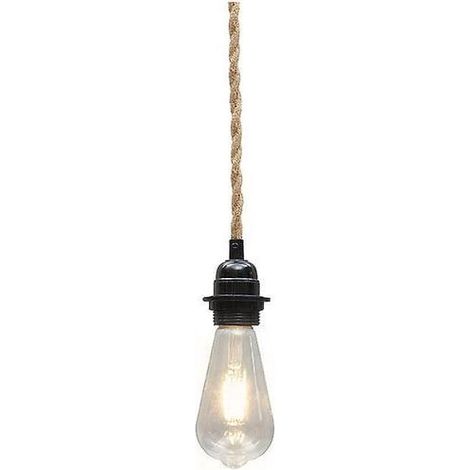 Kit de suspension lumineuse vintage en corde de chanvre pour îlot de cuisine DIY, cordon de suspension réglable et douille (1/3)
