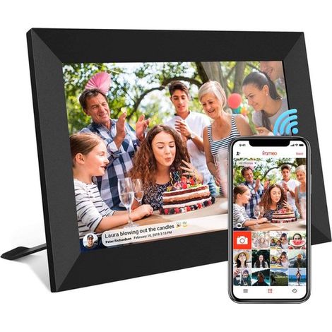 Cadre photo numérique HD – 10,1 pouces – Écran tactile – Wifi – Application Frameo – Photos et vidéos (1/5)